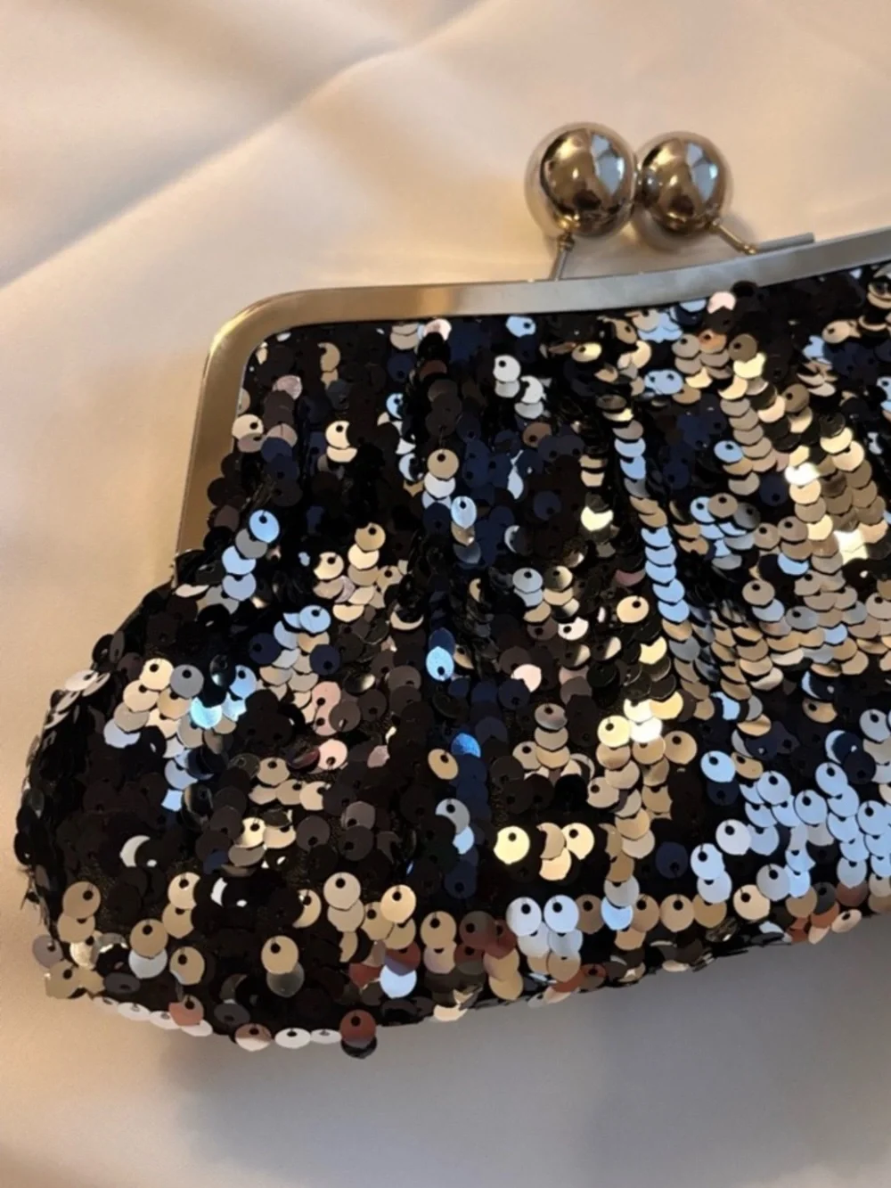 Black Sequin Clutch Evening Bag | Champagne & City Lights Collection - Picture 5 of 8